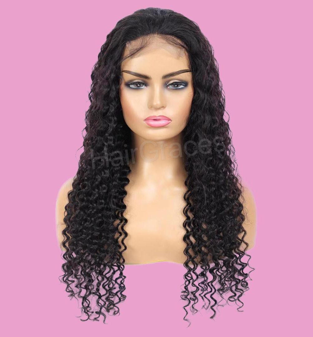 long lace wig kinky curly hair perruque naturelle