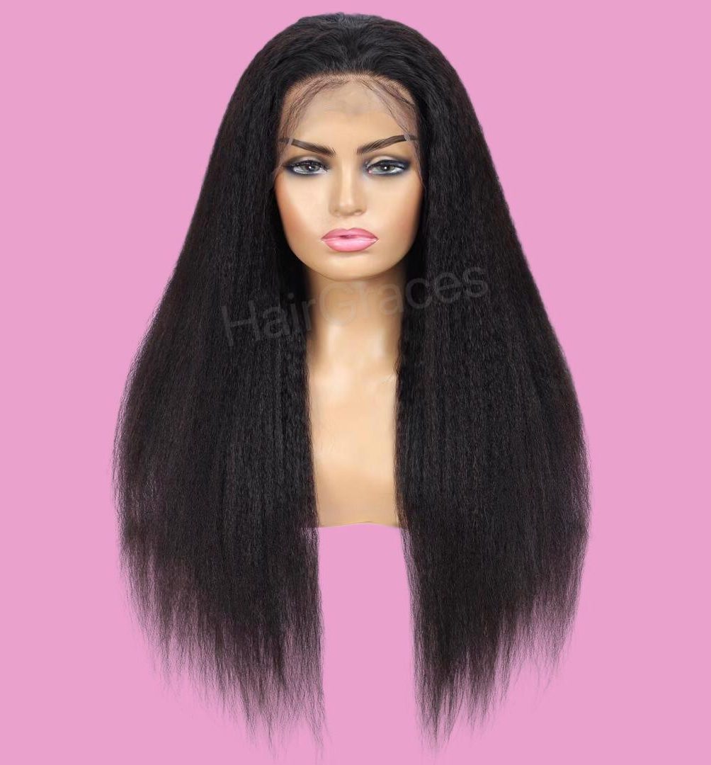 yaki hair lace wig perruque naturelle