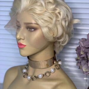 Lace front perruque courte blonde cheveux