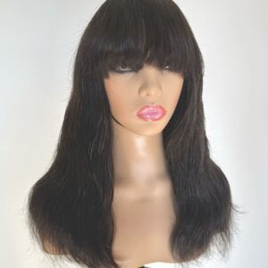 Perruque naturelle avec frange sans lace sans colle